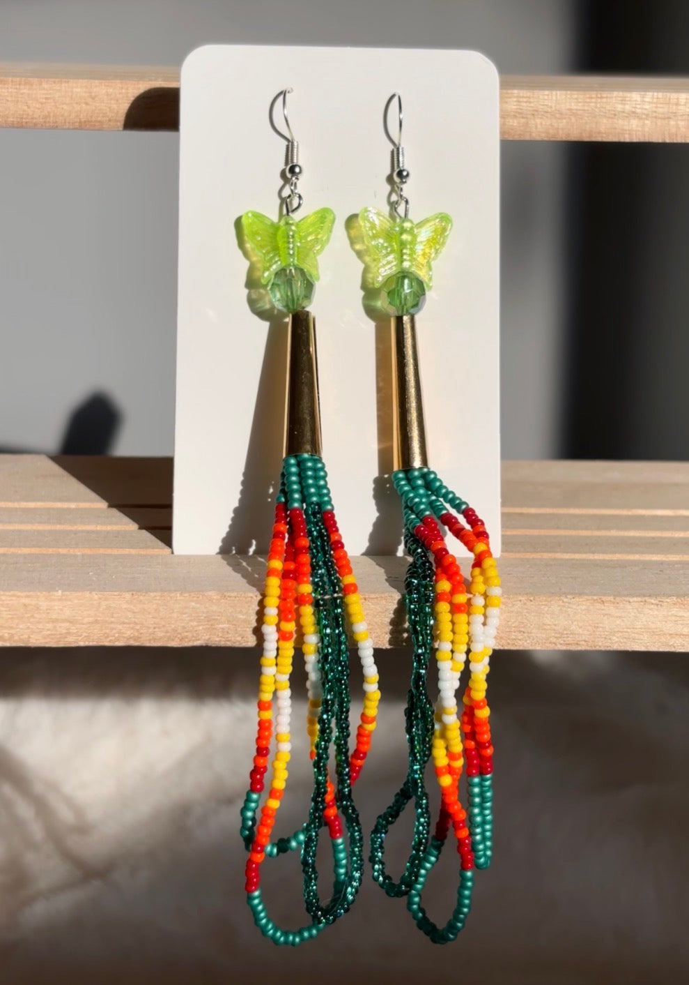 Emerald Green Fire Dangles